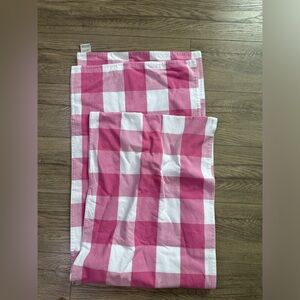 Pottery Barn pink white gingham table runner 18 x 108